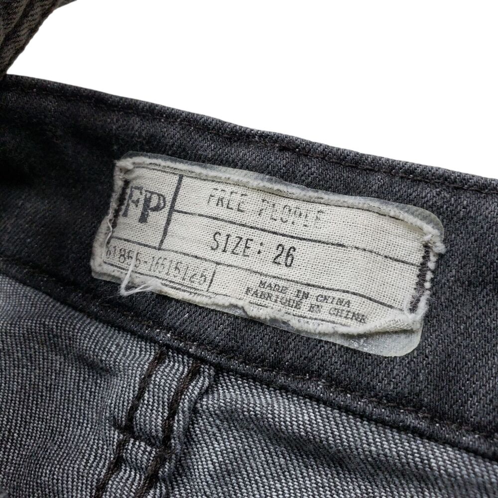 Free People Jumpsuit Overalls Womens 26  Black Gray Denim Coveralls Straight Leg - Picture 3 of 8